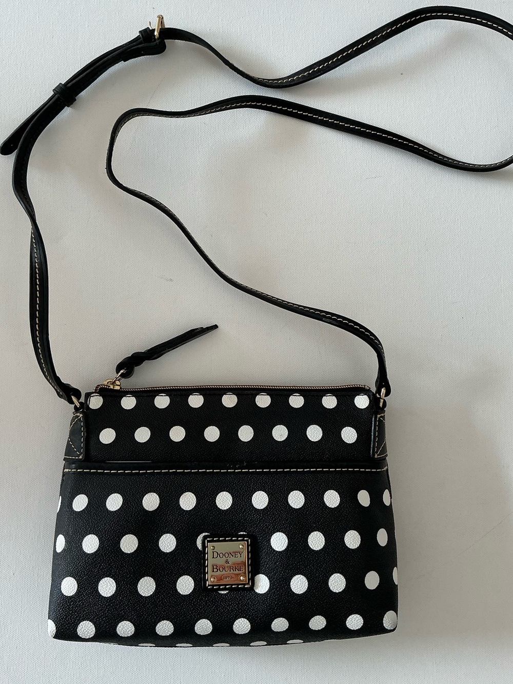 Dooney & Bourke Black White Polka Dot Crossbody Bag Small Shoulder Purse